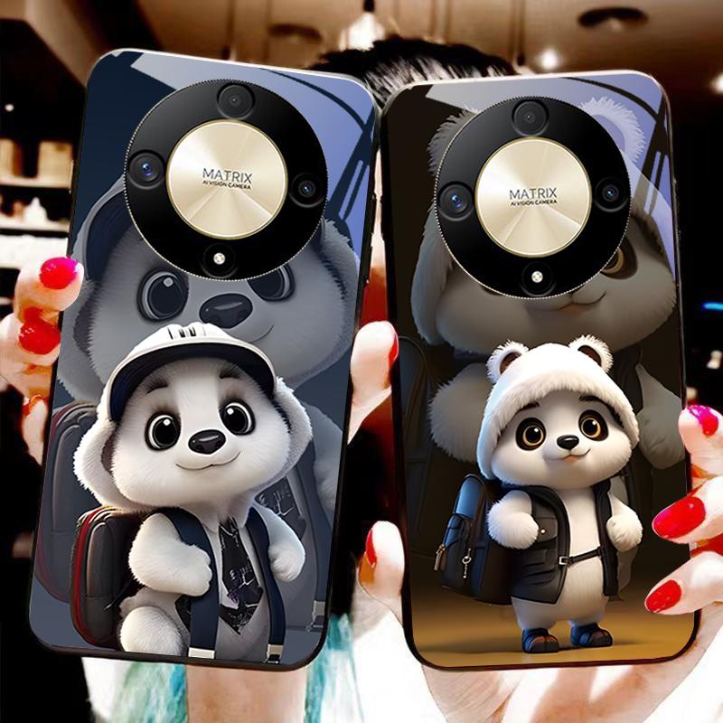 Cute Little Panda For Honor Magic 6 50 70 90 Lite X7b 200 Pro Nova 10 Nova 5T X6 P30 Pura 70 Ultra Tempered Glass Phone Case