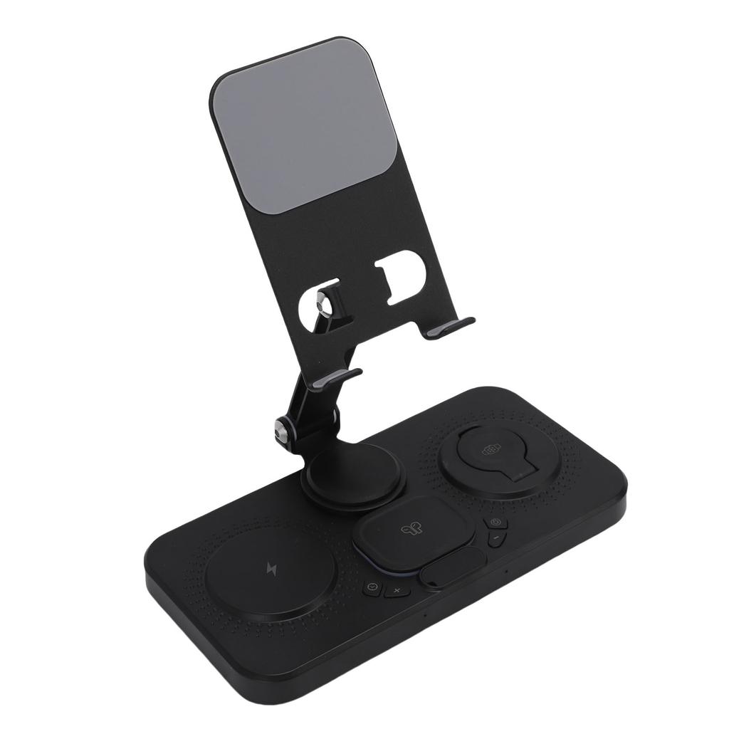 6 In 1 Wireless   for   Device with Alarm Clock and 6 Color Ambient Light 15W Foldable Wired Charging Station