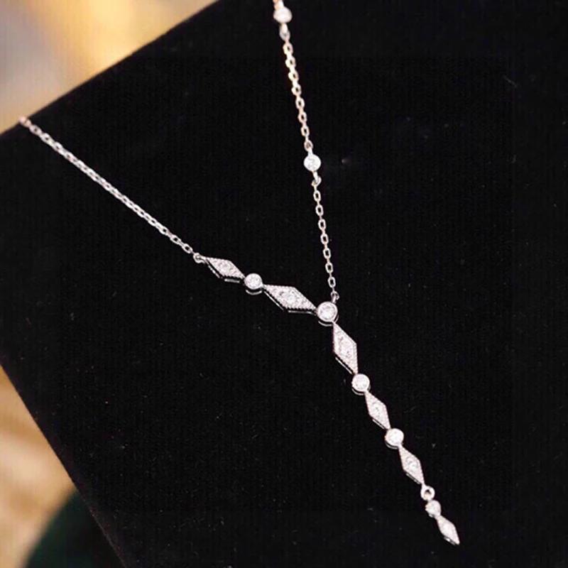 NEW Hot Sale 925 Sterling Silver AAA Zircon Diamond Smile Necklace Simple Design Fashion Women Jewelry Wedding Party Gift