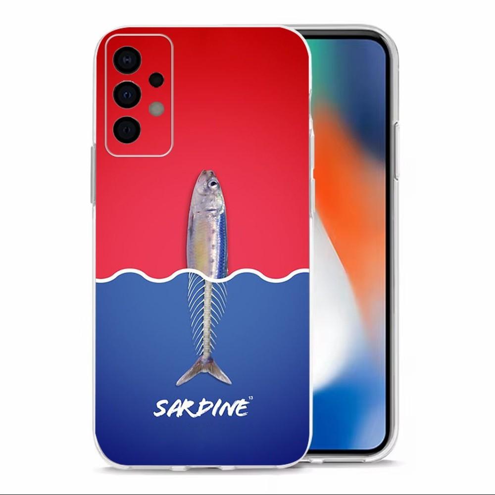 Fish Sardine Painting Art Phone Case For Samsung Galaxy A71,70,52,40,51,31,A50,21S,30S,Note20ultra Transparent Cover