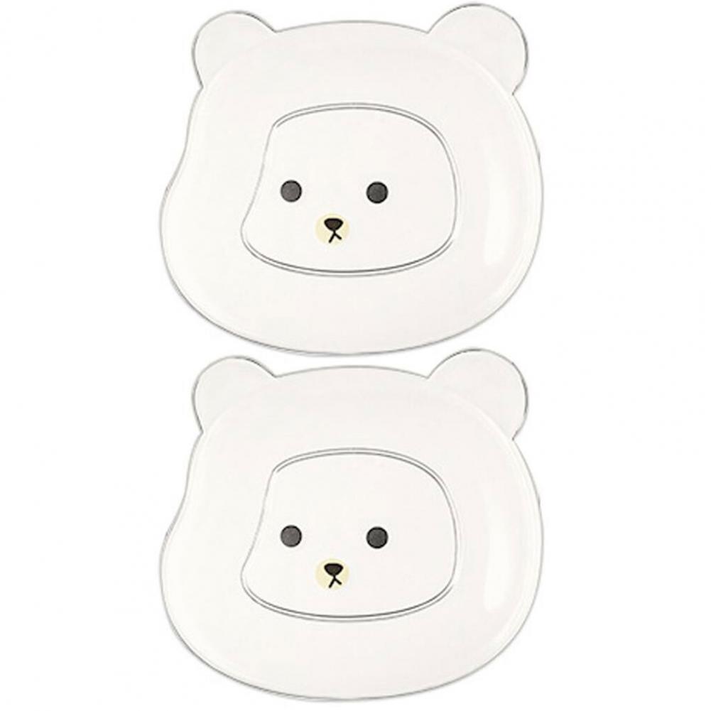 Sauce Dish Plates Dinnerware 2Pcs Snack Plate Easy To Clean Plastic Cartoon Bear Shape Kitchen Gadget