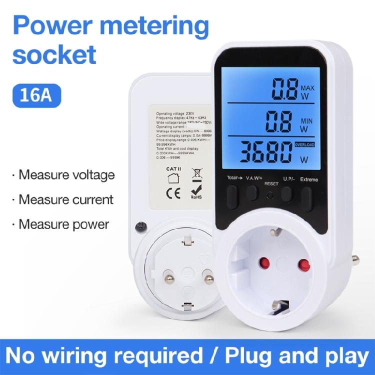 Professional Grade Power Monitoring Socket Electricity Current Detection Energy Cost Overloading Protective 3680W