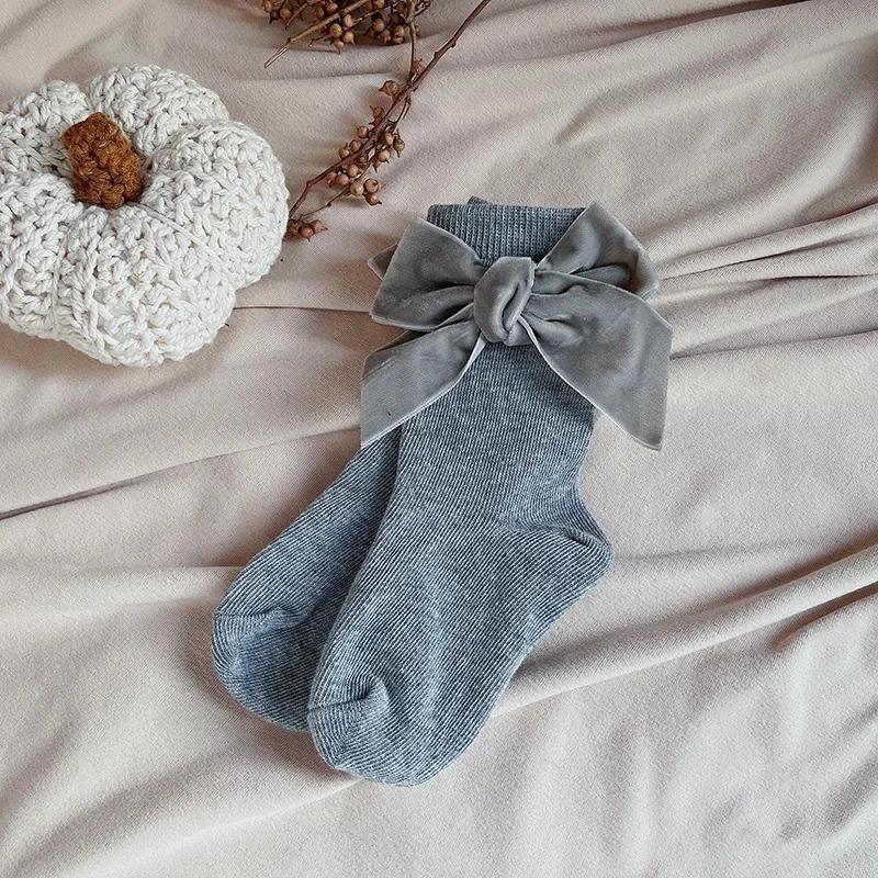 New Winter Autumn Baby Girls Socks With Big Bows Kids Ankle  Cotton Socks Toddlers Cute Short Christmas Socks For