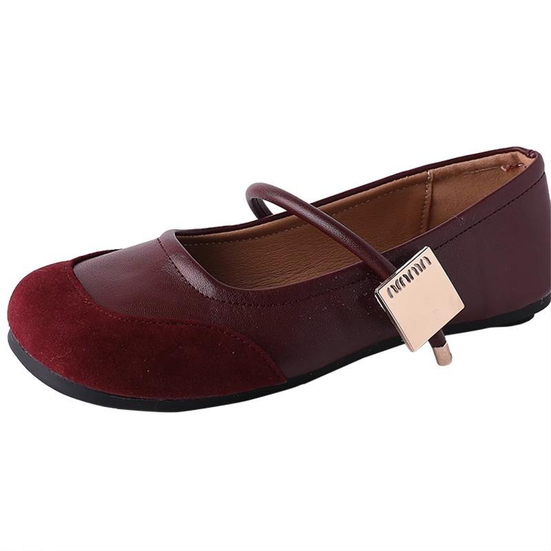 Fan Jieya rode Mary Jane schoenen damesschoenen 2025 lente en herfst nieuw ronde neus zachte zool één bandje met lage wreef Franse enkellaarsjes