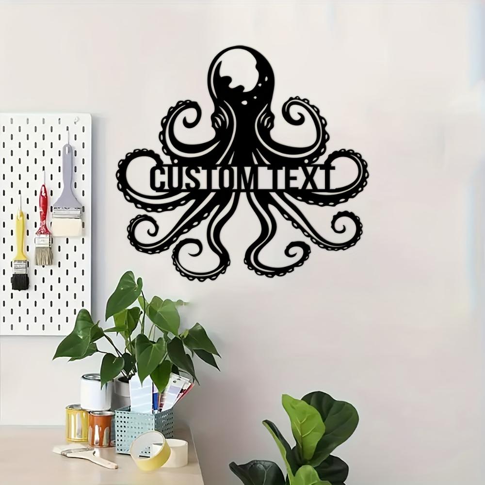 Vintage Octopus Metal Wall Art Personalized Family Name Sign Handcrafted Home Decor Outdoor Gift
