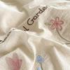 Juego de Cama de Lujo Francés Estilo Princesa de Algodón y Lino Bordado con Encaje de Cuatro Piezas con Funda Nórdica
