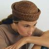 Sombreros de Sol Artísticos de Painter Berets Pillbox Hat Tejido de Paja de Papel Weave Círculo Cóncavo Superior Sombrero de Paja para Mujer