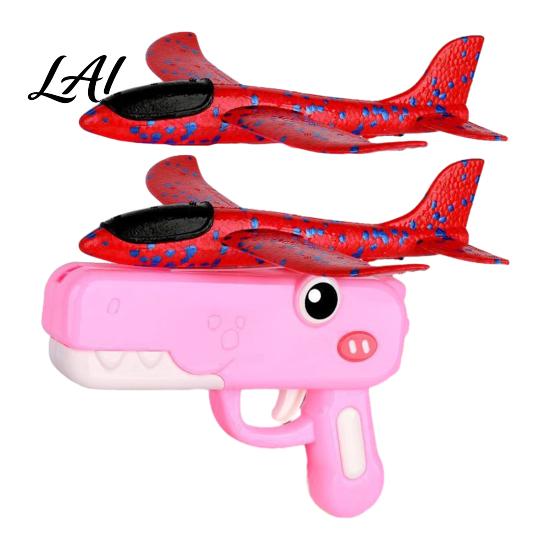 Lightweight Foam Plane Bombs Dinosaur Airplane Launcher Toy Set Soft Glider Kids розовый