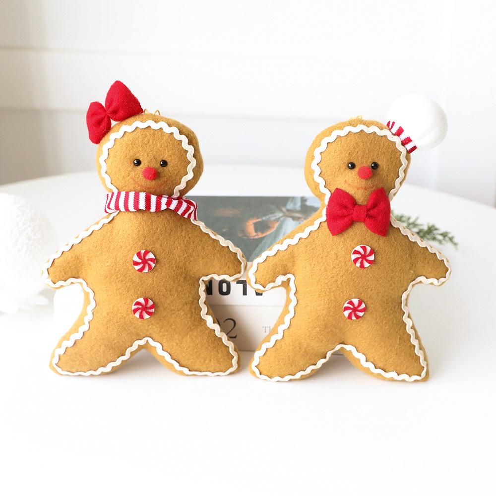 Gingerbread Man Plush Pom-Pom Christmas Tree Ornament