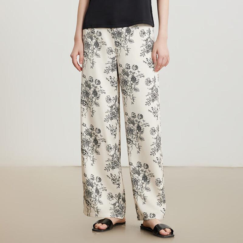 Gejin Women's Printed Wide-Leg Straight Casual Trousers