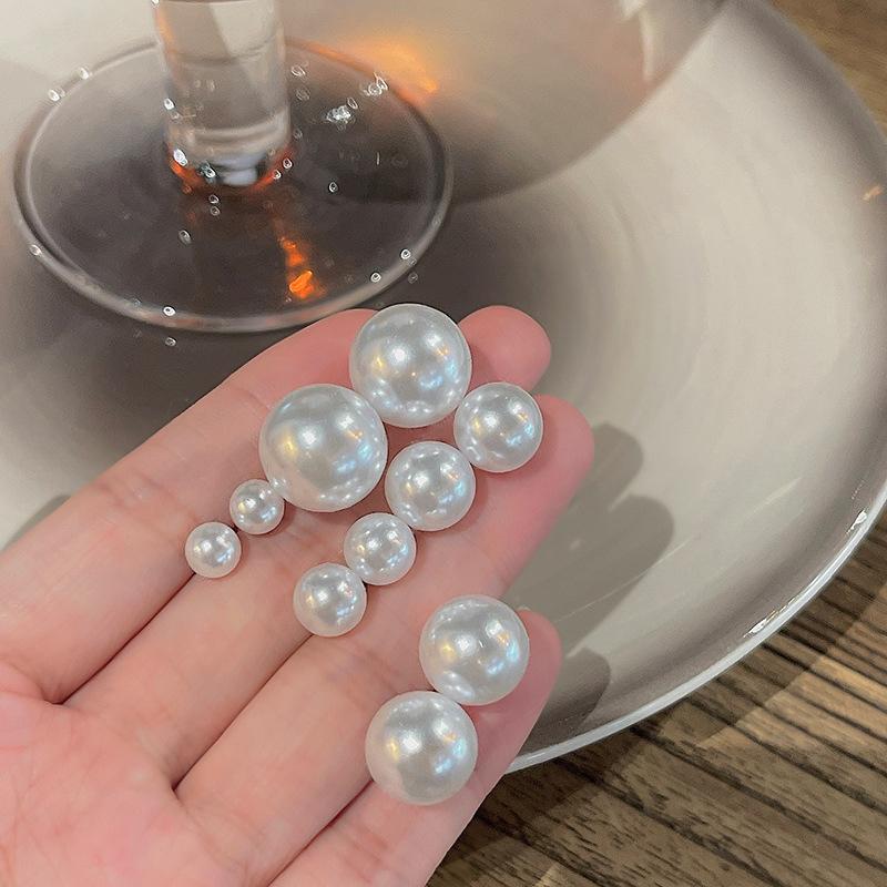 6/8/10/12/14MM Simple Exquisite White Zircon Stud Earrings for Women Girls Minimalist Ear Zircon Gifts Round Zircon Earrings