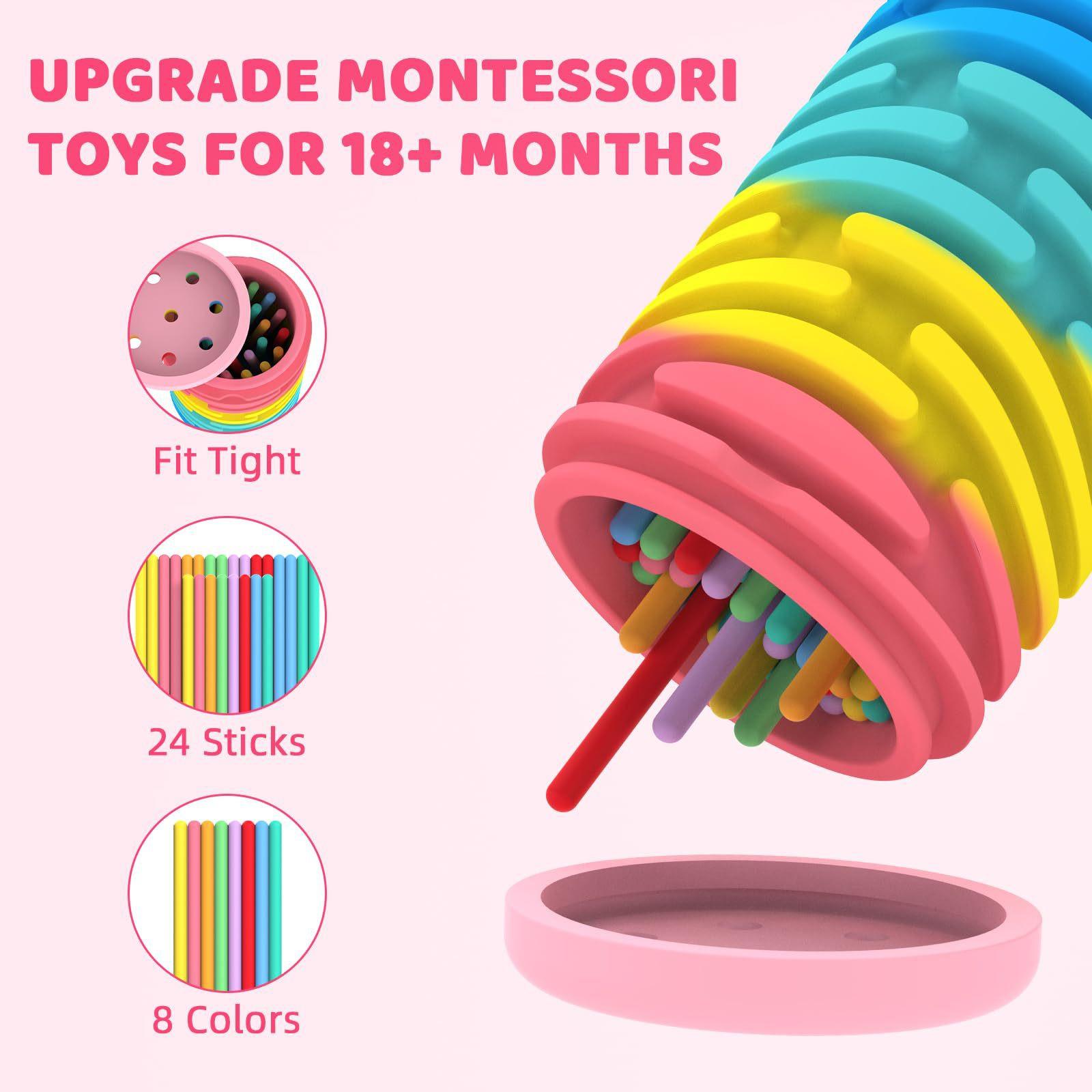 

Montessori Toys For 1-3 Year Old: Silicone Learning Color Sorting Toys For Toddlers Age 1 2 3 Fine Motor Developmental Infants Sensory Matching Games One Size