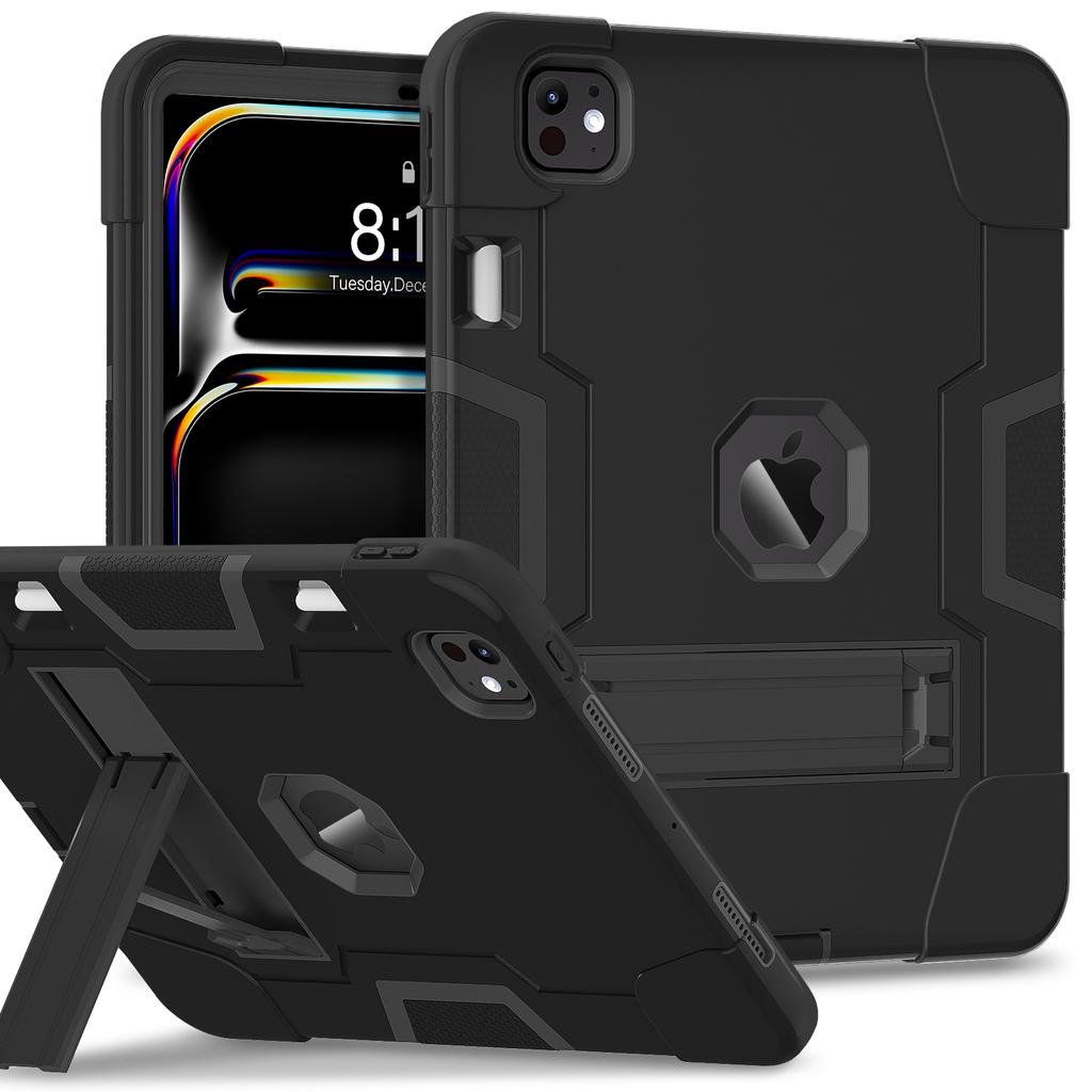 For iPad Pro 11 (2025)/11 (2024) Case Robot Style Silicone + PC Tablet Cover with Kickstand
