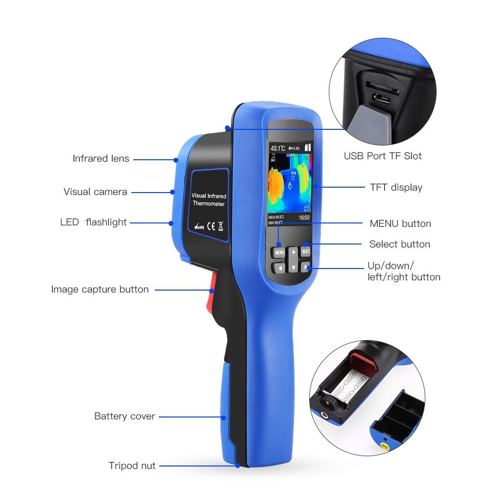 8GB XE-28 SeeSii 60x60 Handheld Infrared Thermal Imager Imaging Camera Temperature -4℉~572℉ Thermal Infrared Imager 2.5 Inch