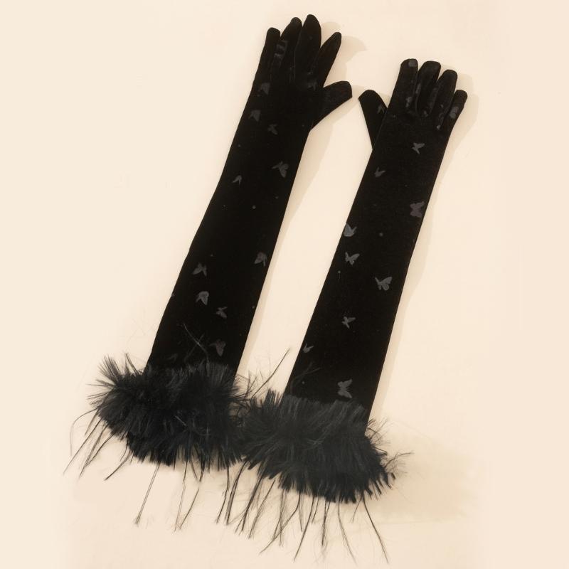 Elegant Operas Gloves Women Dancing Dress Gloves Female Evevning Party Gloves Embossed Butterfly Gloves for Night Club