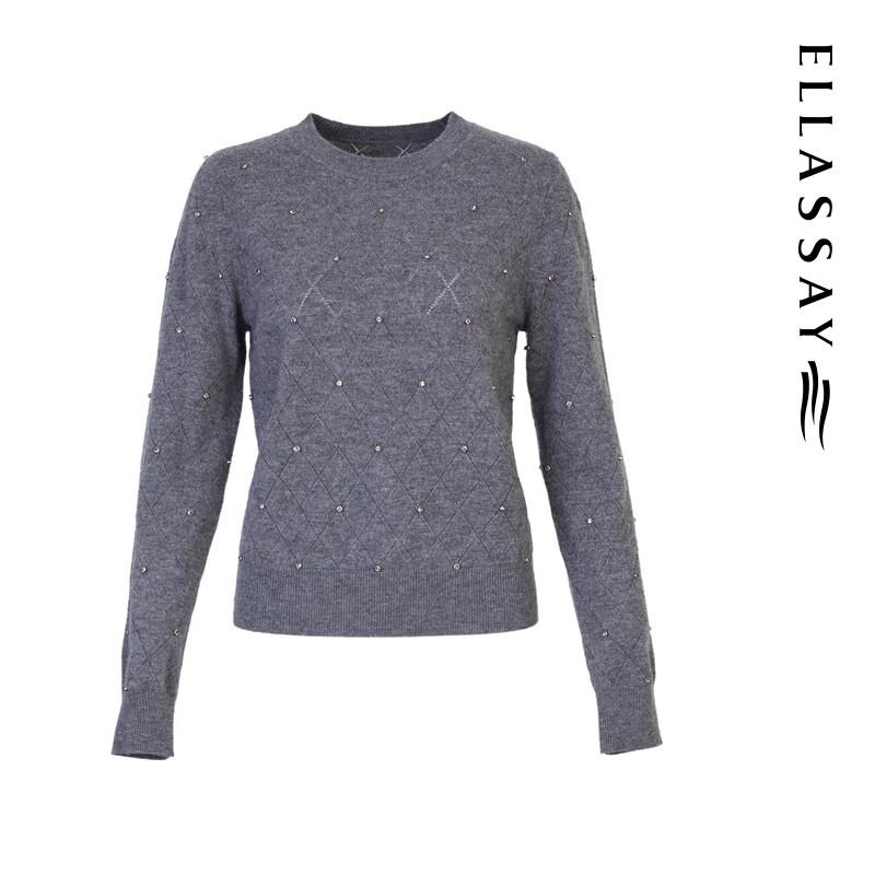 ELLASSAY Women's 2024 Winter Merino Wool Knit Sweater