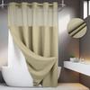 No Hooks Required Dotted Waffle Weave Shower Curtain with Snap In Liner - 71W X 74H,Hotel Grade,Spa Like Bath Curtain,Gray