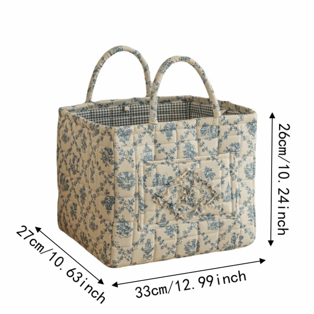 Floral Print Laundry Organizer with Side Pocket Miscellaneous Storage Basket  Shopping