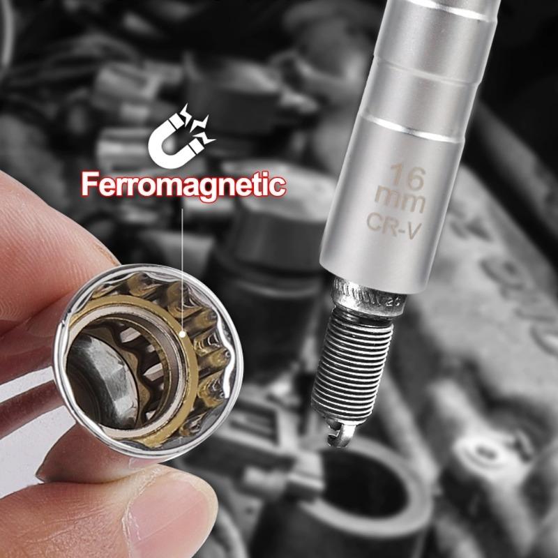 14/16mm Spark Plug Sleeve 3/8 Inch Interface Magnetic Spark Plug Wench Adapter Car Repair Spark Plug Removal Installation Tools