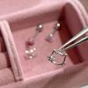 Cute Cat Shining Zircon Earrings Kawaii Earrings Cartoon Sweet Ear Studs Jewelry