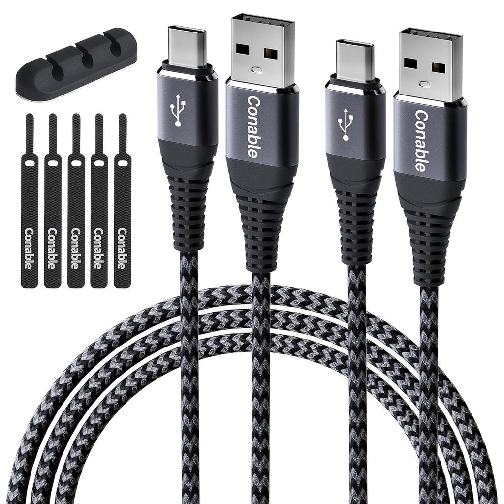 USB C Cable 2FT (2-Pack), 3A Fast Charging USB A to USB C Cable, Nylon Braided Jacket, for iPhone 16/16 Plus / 16 Pro Max /15 Series, Galaxy S24/S23
