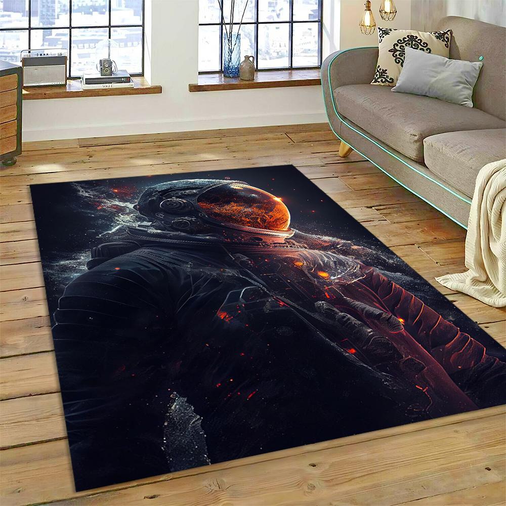 Weltraum Astronaut Universum Raumfahrer Cartoon Teppich Teppich für Zuhause Wohnzimmer Schlafzimmer Sofa Fußmatte Dekor, Kinderbereich Teppich Rutschfest