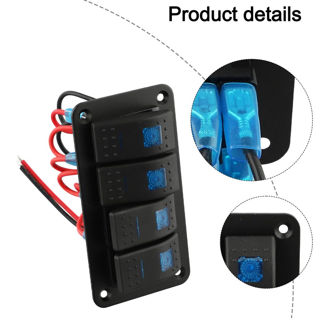 12V 24VDC Switch Blue Rocker Switch Low-Light Conditions Robust Plastic Construction Car Motorcycle Boat Use For Device Control