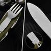 7 In 1 Multifunctional Stainless Steel Outdoor Picnic Tableware Foldable Fork Spoon Knife Camping Hiking Travelling Dinnerware