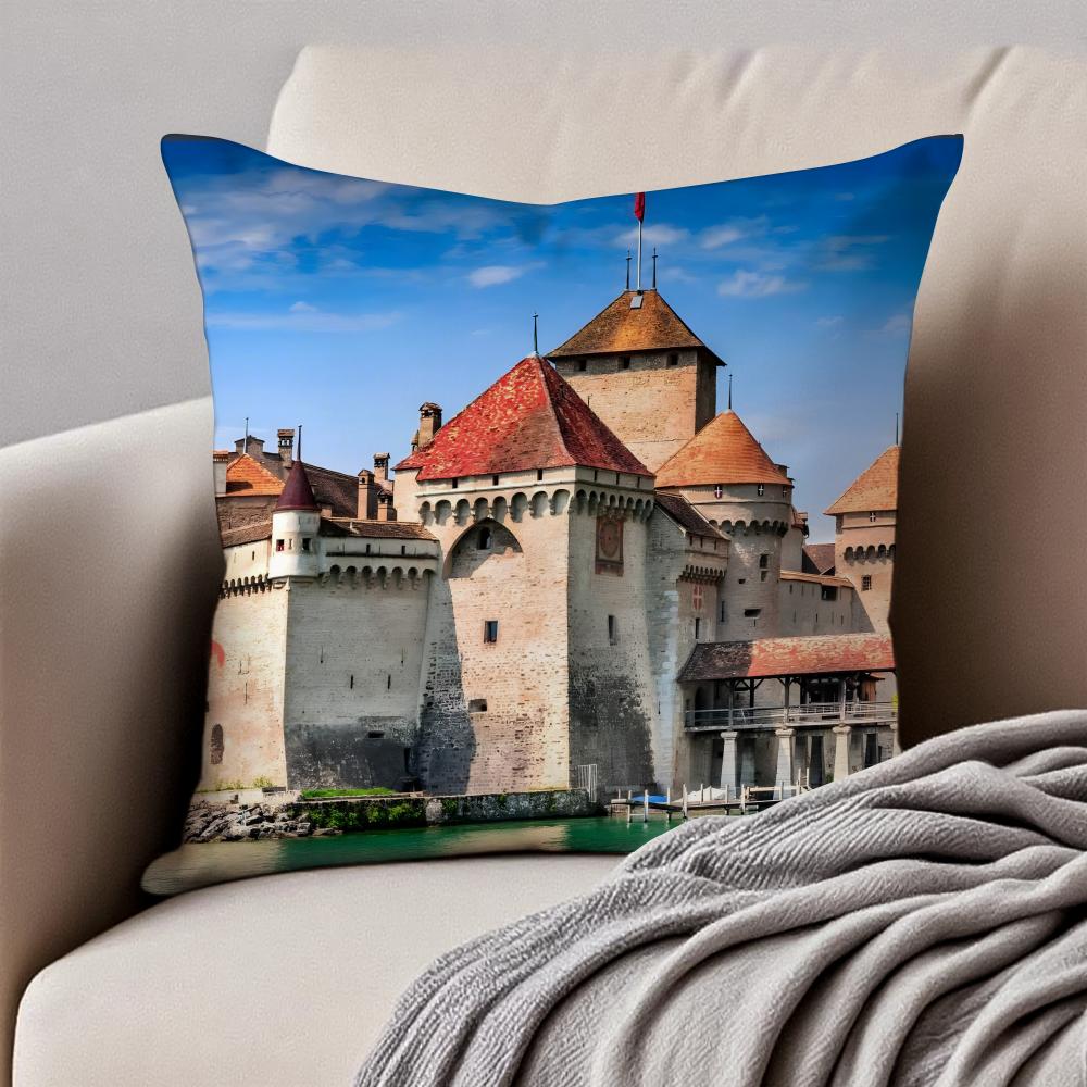 1PCS Classical CChillon Swiss Cushion Cover Pillowcase Antidustmite Invisible Zipper Short Plush Sofa Cushion