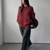 Autumn and winter new simple pullover knitted sweater crew neck sweater women's loose versatile lazy style solid color top tide