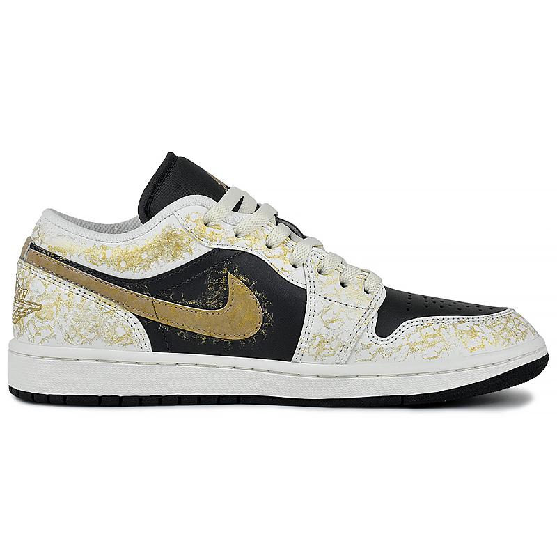Jordan Air Jordan 1 Abrasion Resistant Low top Vintage Basketball Shoes Men's Black White IH0649-021(Team96-)