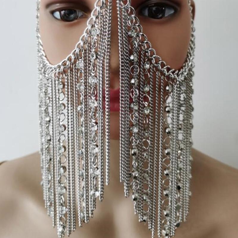 Elegant Metal Tassels Head Chain Face Covering Masquerades Party Accessory for Women Costume Parties Dressingup Supply