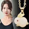 Cute Bunny Pendant Imitation White Jade Rabbit 18K Gold Titanium Steel Necklace Women'S Light Luxury Niche High Sense