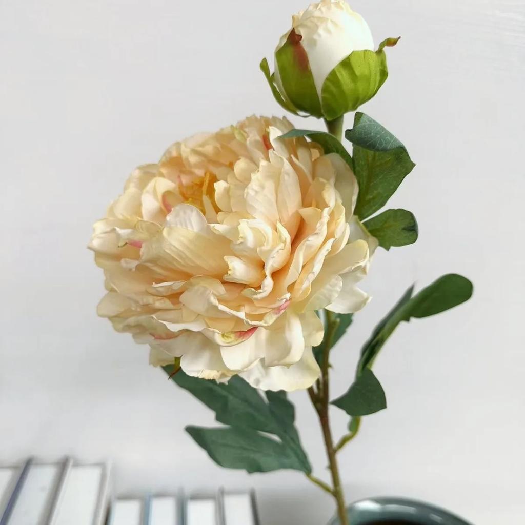 5Pcs/lot Retro Burnt Edges Peony Fake Flowers Home Decoration Accessories Wedding Bouquet Party Event Decor Party Floral Peonies