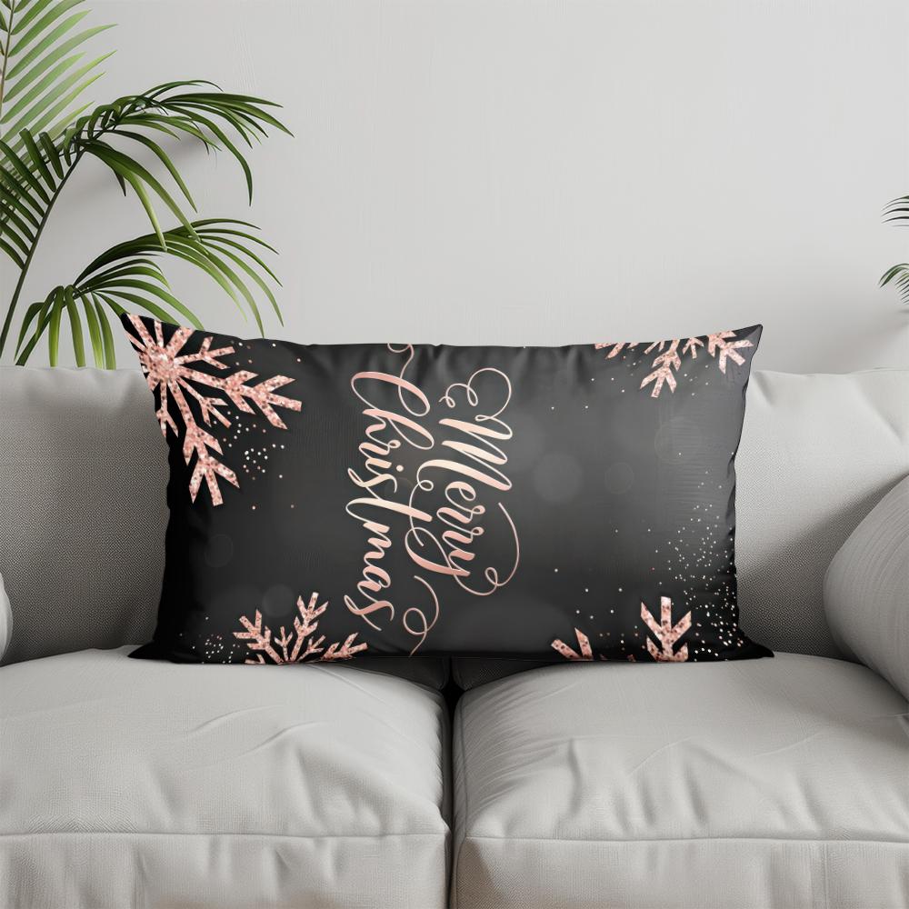 Home Decor Merry Christmas Snowflake Pillow Suitable For Sofa Bedroom Car Pillow Cover Cushion Rectangular Back Cushion