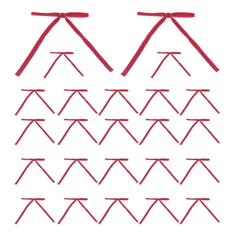 Velvet Ribbon Christmas Bow 24X Vintage Bow Christmas Decorations Indoor Velvet With Bow Tie Wrapping Wreaths Crafts Retro Style