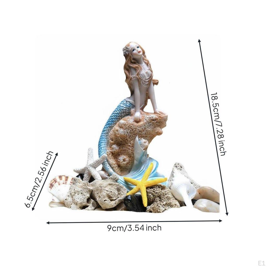 Aquarium Mermaid Decor Realistic Design Resin Ornament Colors for Hobbyists,