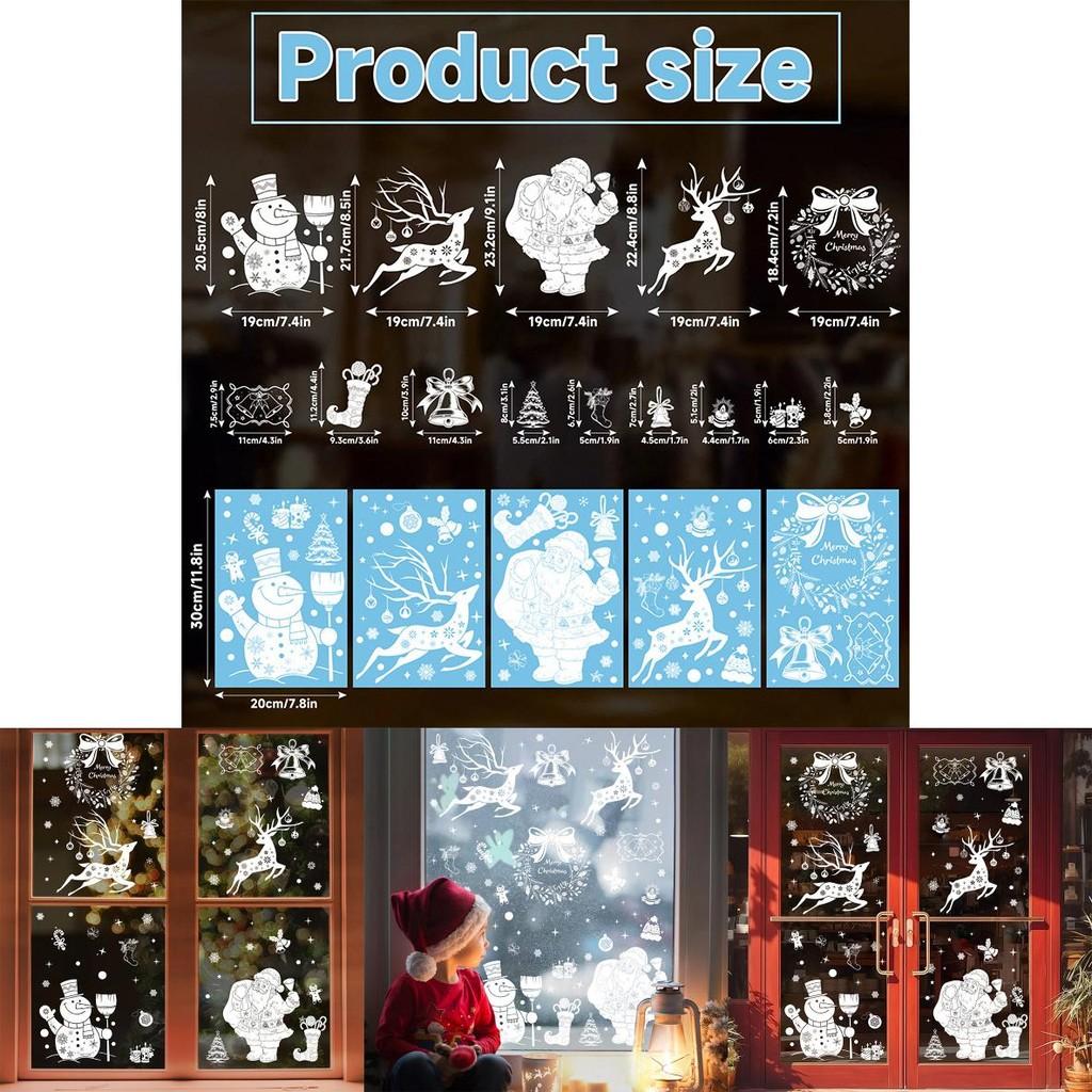 Christmas Window Decals Pvc Snowflake Reindeer Decor For Holiday Festivities