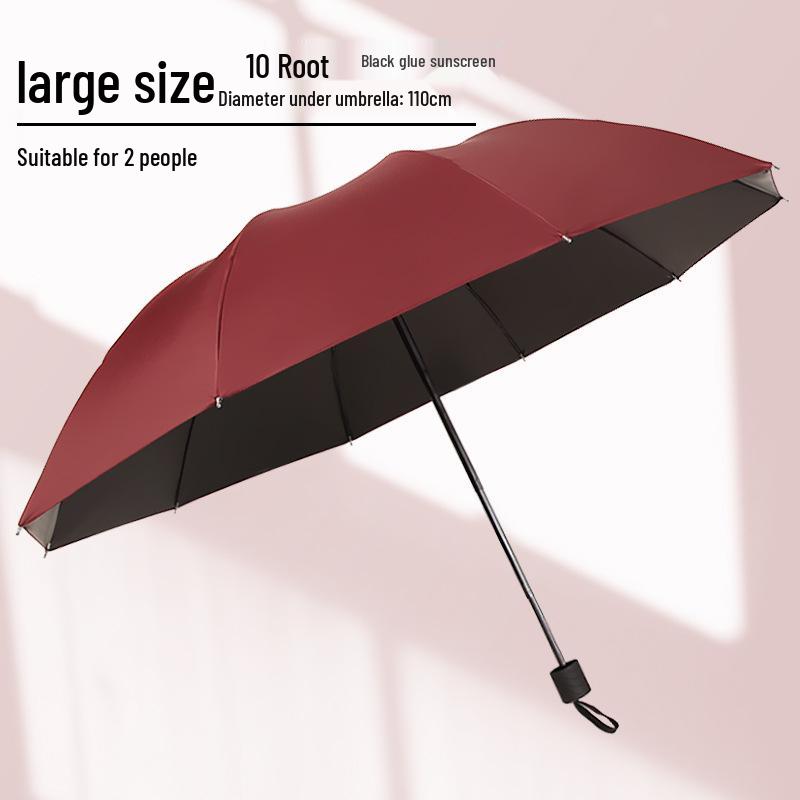 Extra Large Folding Umbrella for Two or Three People - Dual-Use for Sun and Rain with Sunscreen Sunshade