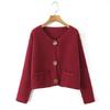 2025 Autumn Women's Chunky Knit Cardigan Sweater with Metal Buttons