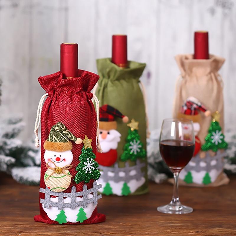 Copri bottiglia di vino di Capodanno Decorazioni di buon Natale per la casa Regalo di decorazioni per la tavola di Natale