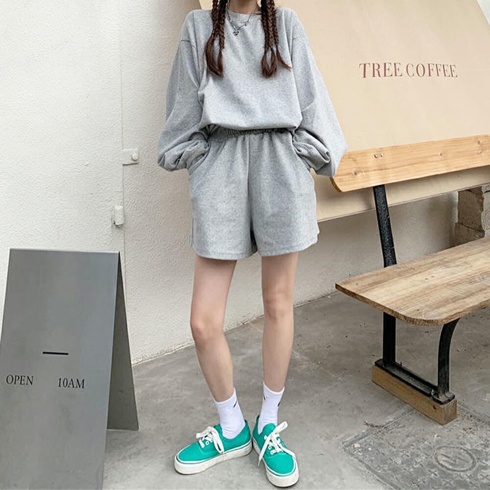 Amulet Loungewear Solid Balloon Loose Size Blue Women's Set, Sweatshirt, Color, Sleeves, Fit, L, (vl-5718-bl-l)