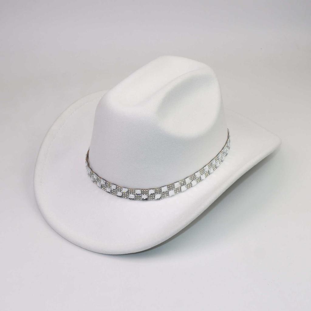 European, American British style jazz hat men's and women's high-end flash rhinestone accessory hat western cowboy hat