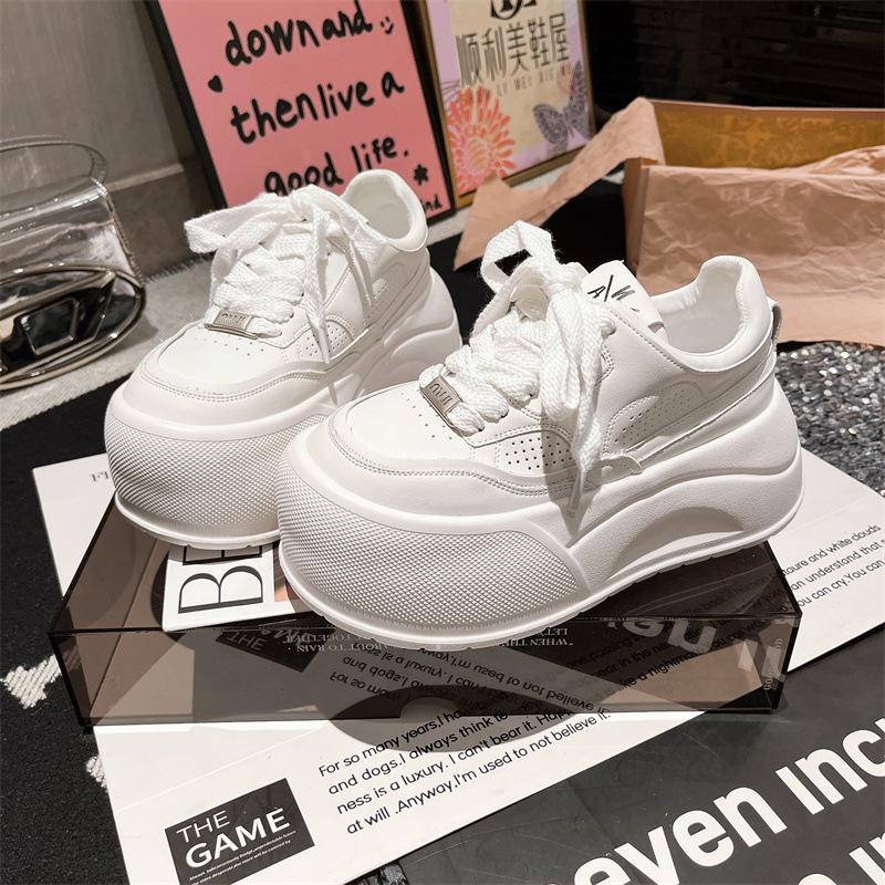 

Leather lace-up old dirty small dirty shoes big head bread shoes little white shoes small 6cm casual board shoes women s shoes 40