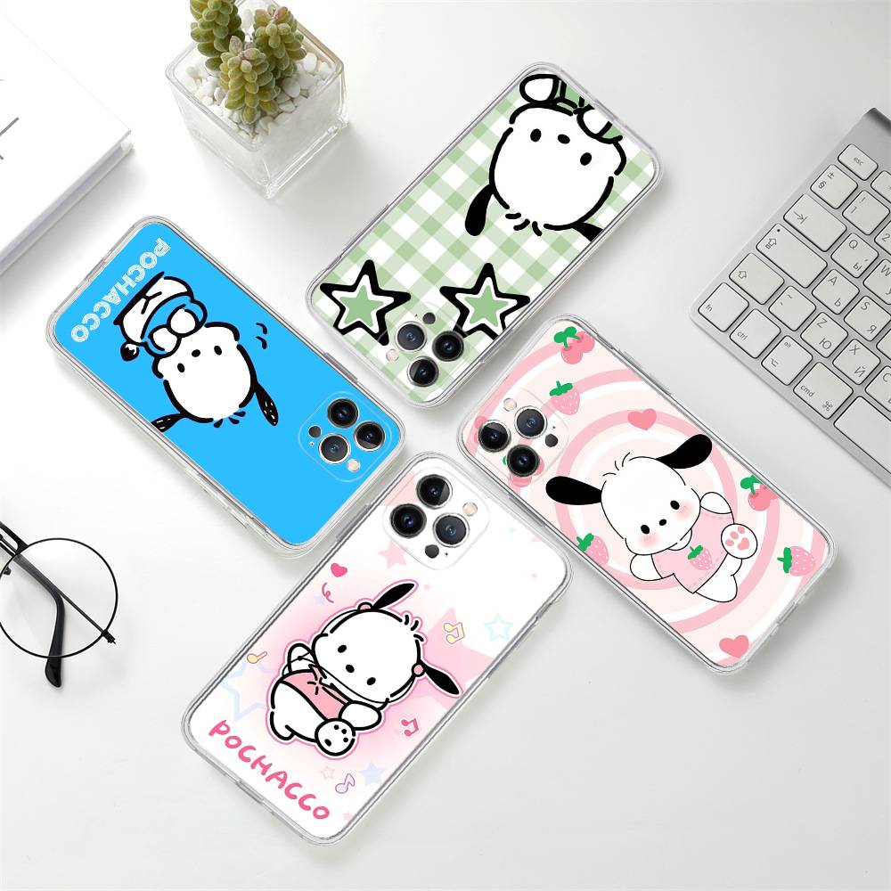 Cute P-Pochacco Transparent Soft Phone Case For iPhone 15 12 14 16 17 13 Plus 11 Pro Max 13 Pro