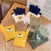 Touchable Screen Warm Gloves for Women In Winter Riding with Cold Protection for Five Fingers Korean Cute Cartoon Bear Plus Velvet Thickened
