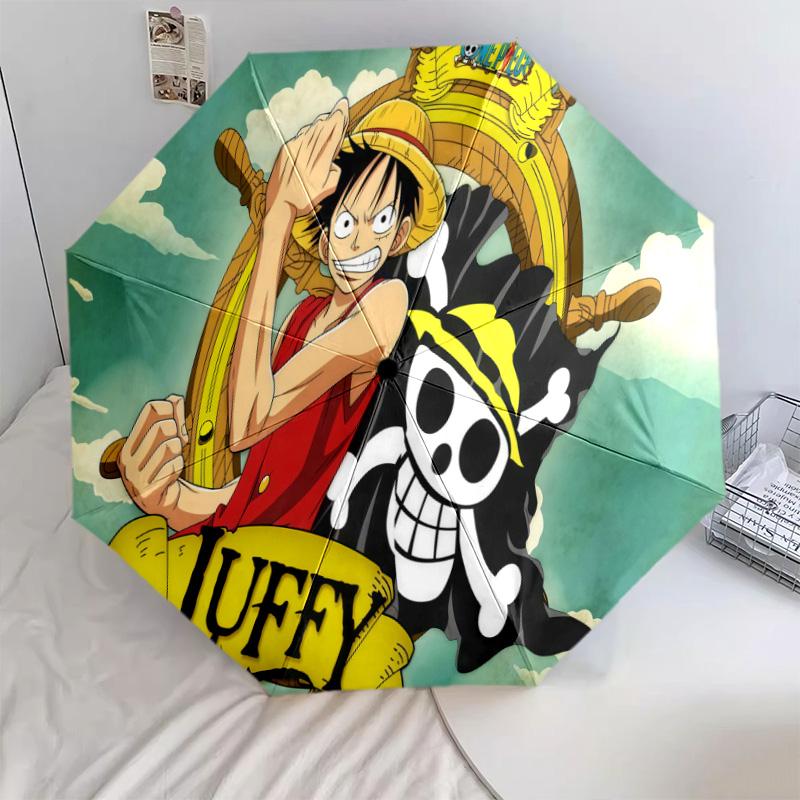 1 PC Automatic Folding Umbrella - One Piece Monkey D Luffy Pattern Portable Foldable Design With 8 Ribs Christmas Birthday Gifts