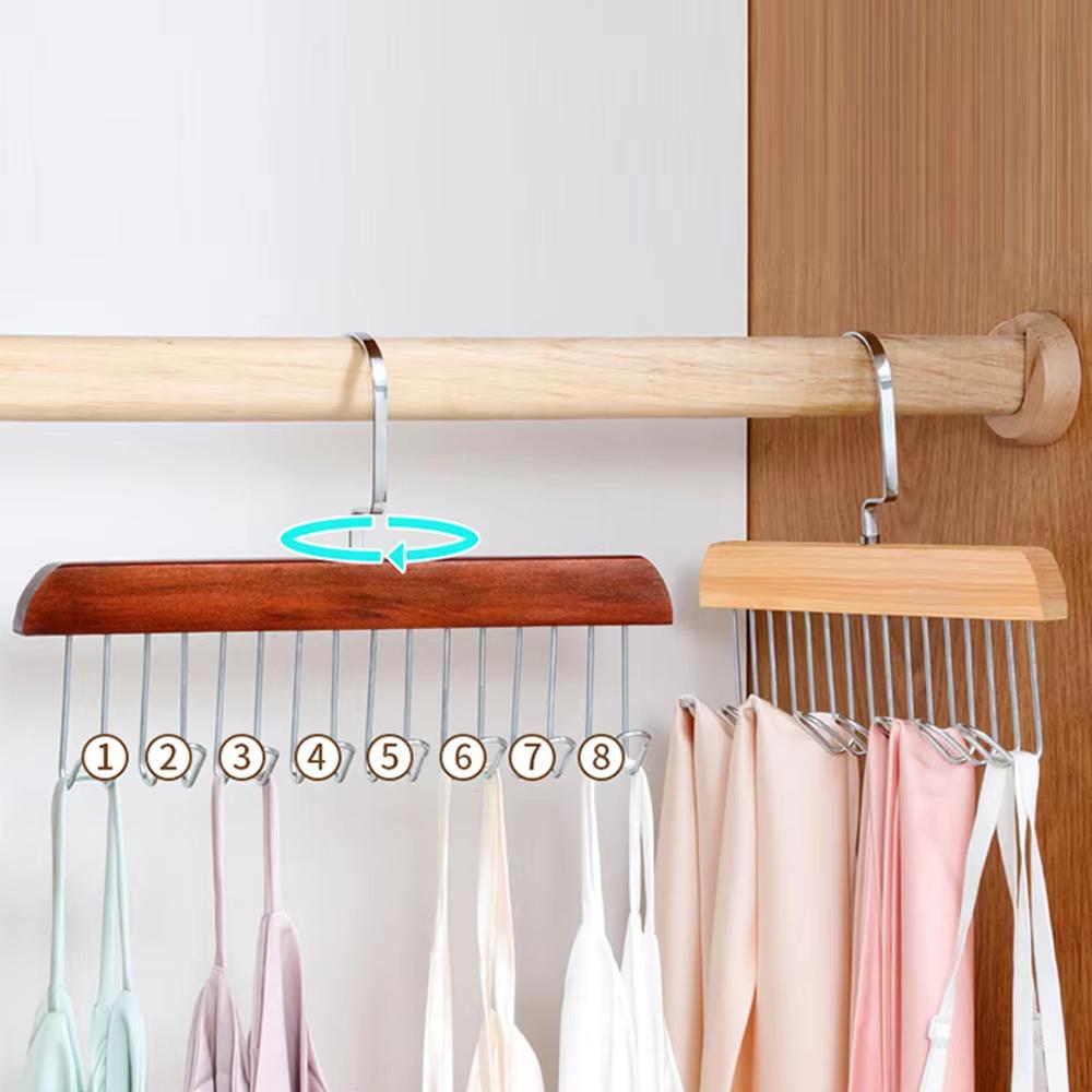 1/2 PCS Multi-functional Solid Wood Clothing Eight-hook Hanger Underwear Sling Belt Vests Silk Scarf Hooks Wardrobe Organizer