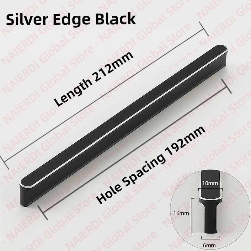 NAIERDI American Style Black Cabinet Handles Aluminum Alloy  Long Furniture Handle Kitchen Cupboard Pulls Drawer Knobs Hardware