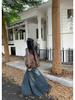 Women's High-Waist Summer 2024 Retro Washed Denim A-Line Skirt